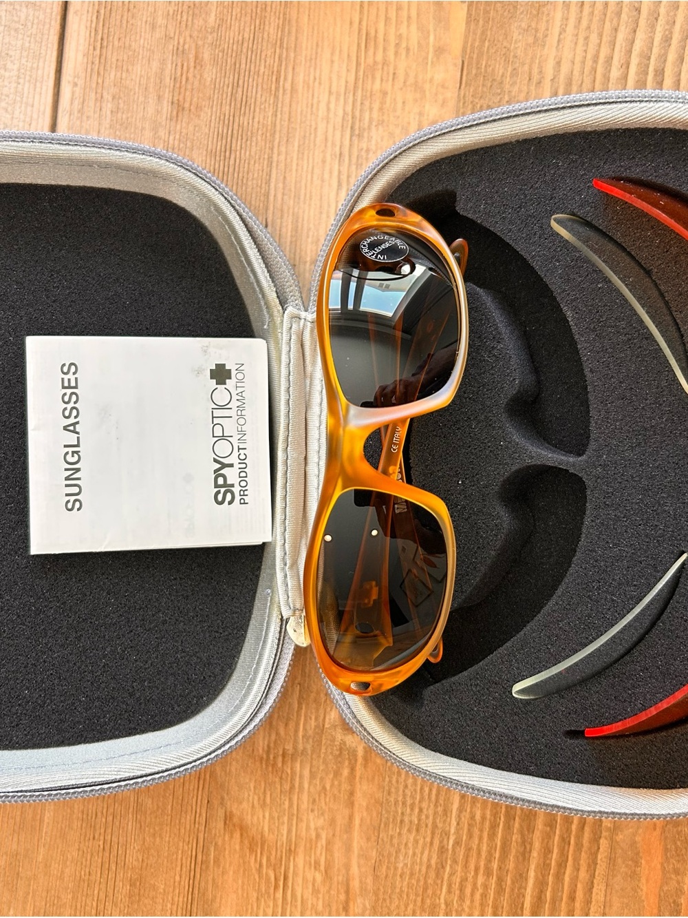 SPY Men's Amber Frame Sunglasses with Red & Silver Interchangeable Lenses - Picture 8 of 16